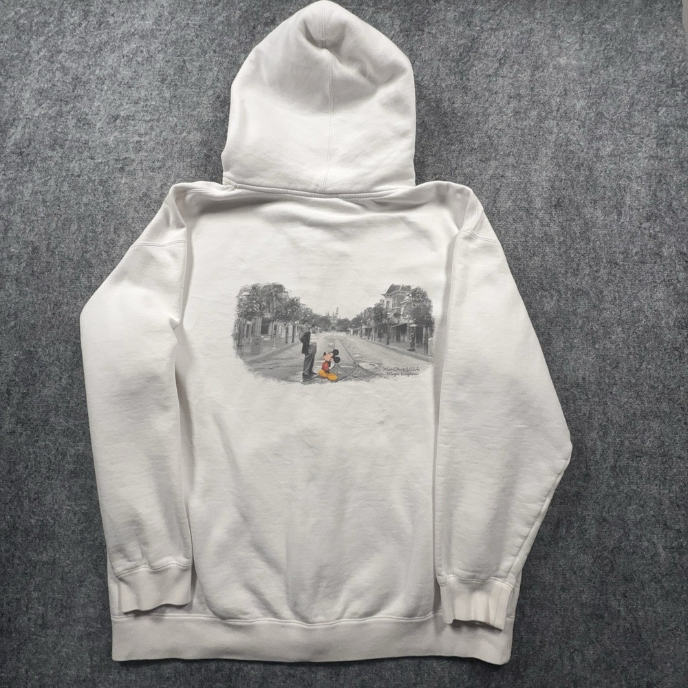 Vintage 90s Disney World Walt & Mickey Main Street USA Zip Hoodie White L